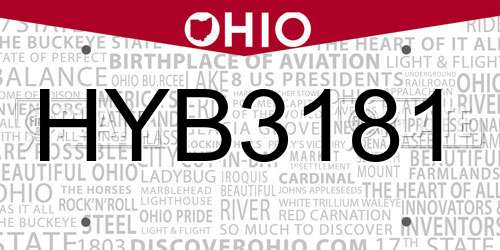 HYB3181 Ohio License Plate
