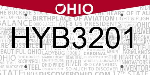 HYB3201 Ohio License Plate
