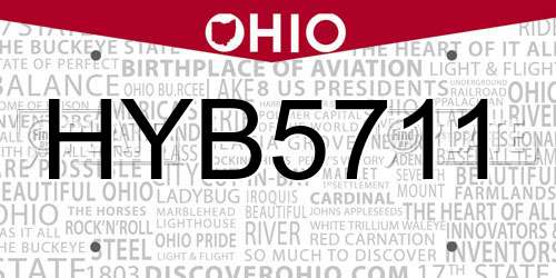 HYB5711 Ohio License Plate
