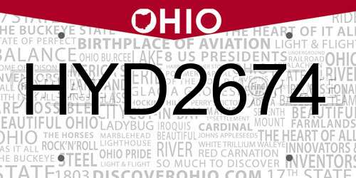 HYD2674 Ohio License Plate