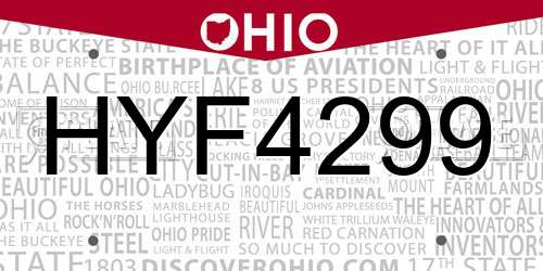 HYF4299 Ohio License Plate