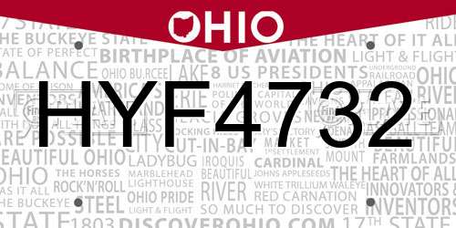 HYF4732 Ohio License Plate
