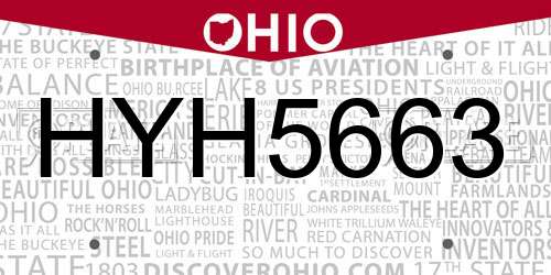HYH5663 Ohio License Plate