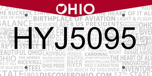 HYJ5095 Ohio License Plate