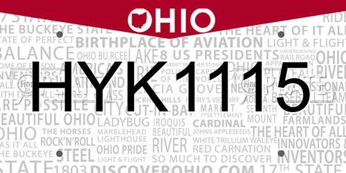 HYK1115 Ohio License Plate