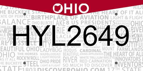 HYL2649 Ohio License Plate