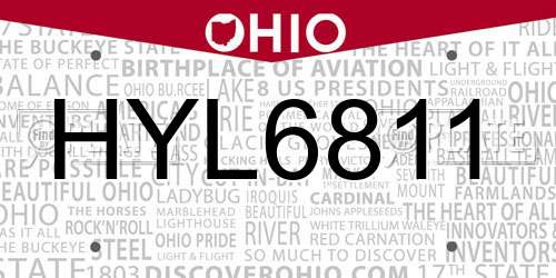 HYL6811 Ohio License Plate