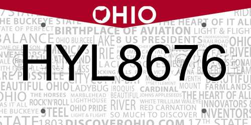 HYL8676 Ohio License Plate