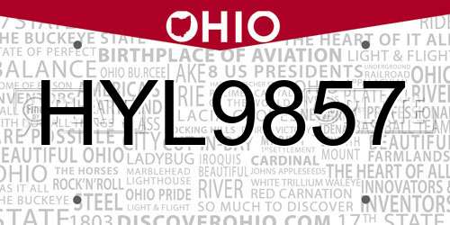 HYL9857 Ohio License Plate