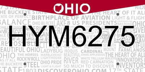 HYM6275 Ohio License Plate