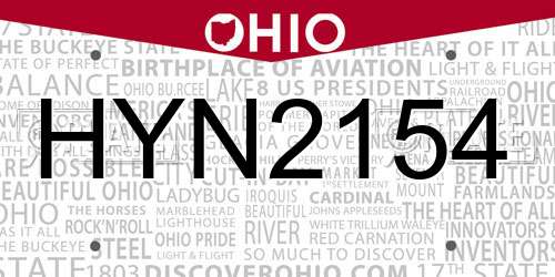 HYN2154 Ohio License Plate