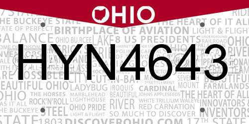 HYN4643 Ohio License Plate
