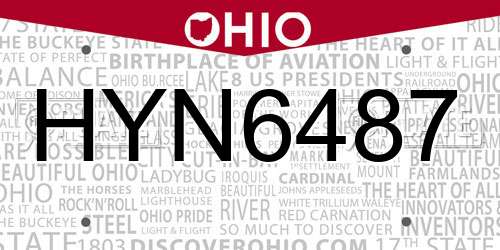 HYN6487 Ohio License Plate