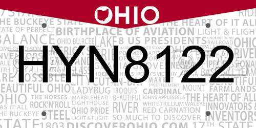 HYN8122 Ohio License Plate