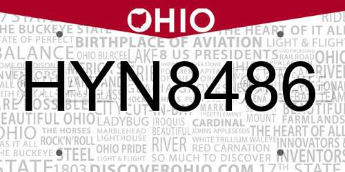 HYN8486 Ohio License Plate