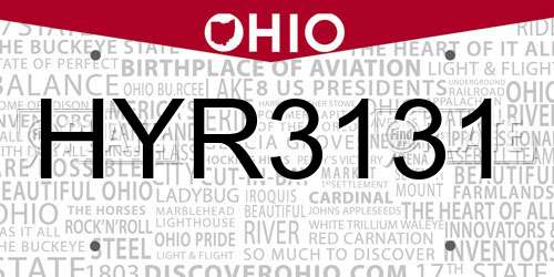 HYR3131 Ohio License Plate