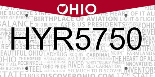 HYR5750 Ohio License Plate