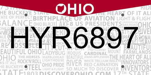 HYR6897 Ohio License Plate