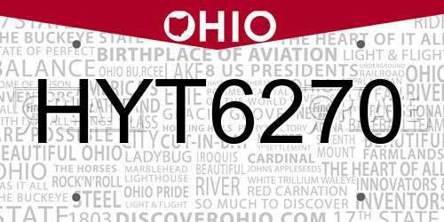 HYT6270 Ohio License Plate