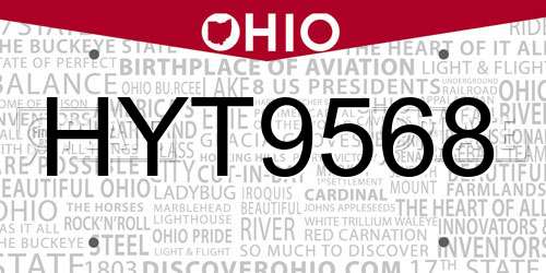 HYT9568 Ohio License Plate