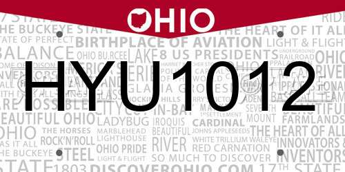 HYU1012 Ohio License Plate