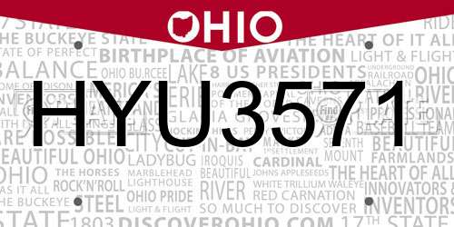 HYU3571 Ohio License Plate