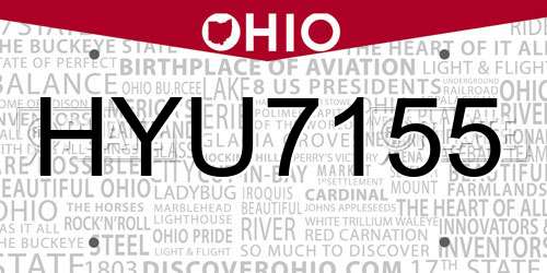 HYU7155 Ohio License Plate
