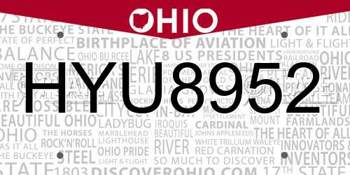 HYU8952 Ohio License Plate