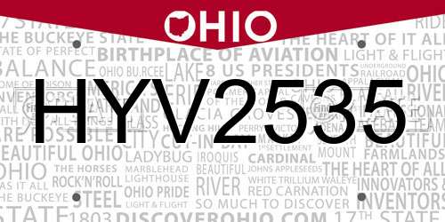 HYV2535 Ohio License Plate