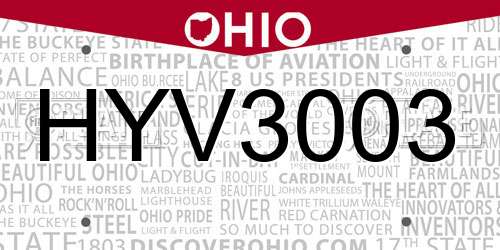 HYV3003 Ohio License Plate