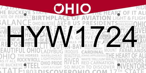 HYW1724 Ohio License Plate