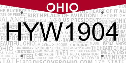 HYW1904 Ohio License Plate