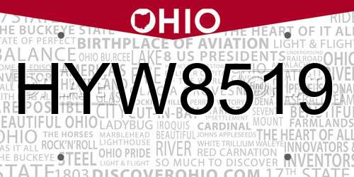 HYW8519 Ohio License Plate