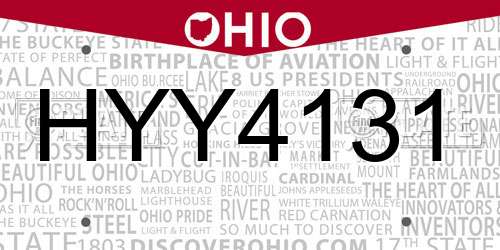 HYY4131 Ohio License Plate