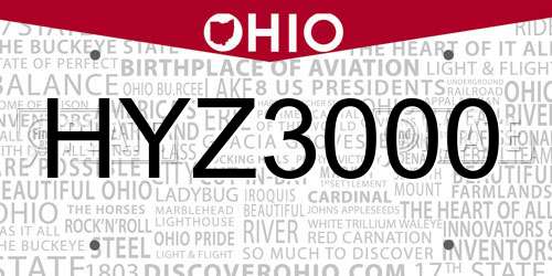 HYZ3000 Ohio License Plate