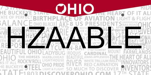 HZAABLE Ohio License Plate