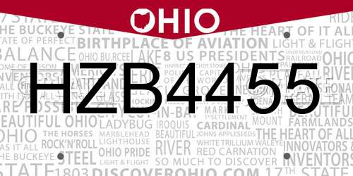 HZB4455 Ohio License Plate