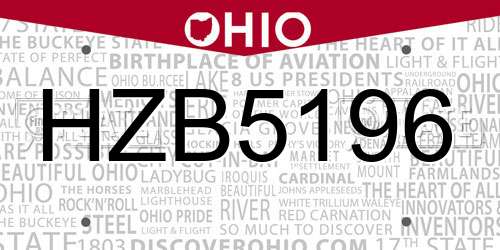 HZB5196 Ohio License Plate