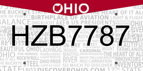 HZB7787 Ohio License Plate