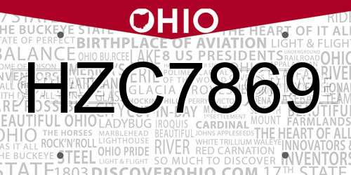 HZC7869 Ohio License Plate