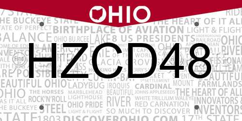 HZCD48 Ohio License Plate