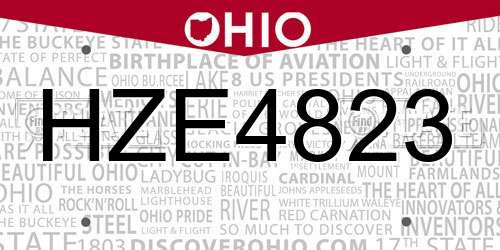 HZE4823 Ohio License Plate