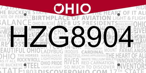 HZG8904 Ohio License Plate