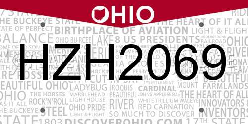 HZH2069 Ohio License Plate