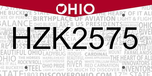 HZK2575 Ohio License Plate