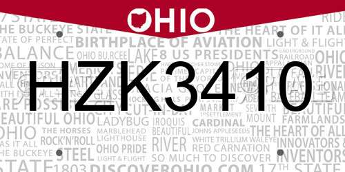 HZK3410 Ohio License Plate
