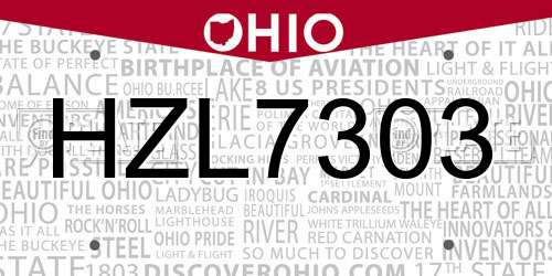 HZL7303 Ohio License Plate
