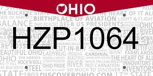 HZP1064 Ohio License Plate