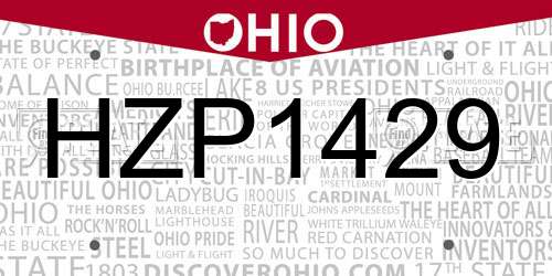 HZP1429 Ohio License Plate