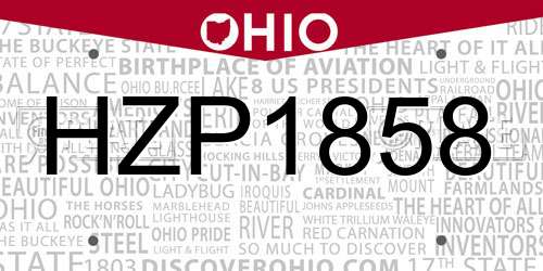 HZP1858 Ohio License Plate